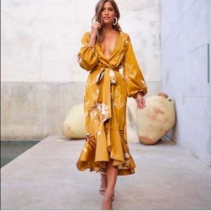 Express x Rocky Barnes Floral Kimono Wrap Dress